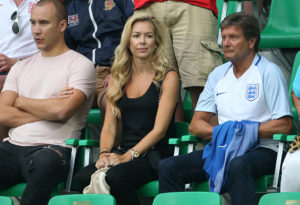 SAINT-ETIENNE, FRANCE - JUNE 20: Kimberly Crew, wife of goalkeeper of England Joe Hart attends the UEFA EURO 2016 Group B match between Slovakia and England at Stade Geoffroy-Guichard on June 20, 2016 in Saint-Etienne, France. (Photo by Jean Catuffe/Getty Images)